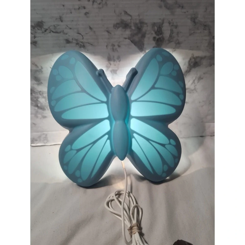 IKEA UPPLYST Butterfly Blue Wall Light Night Lite Hanging w/Power Adapter Tested